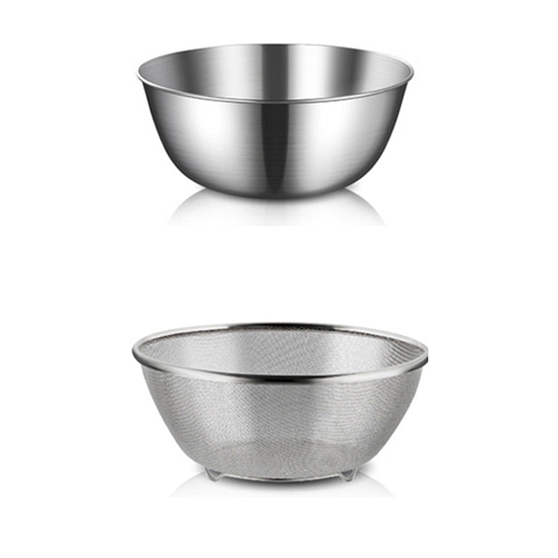 Stainless Steel Mixing Bowl with Strainer Basket