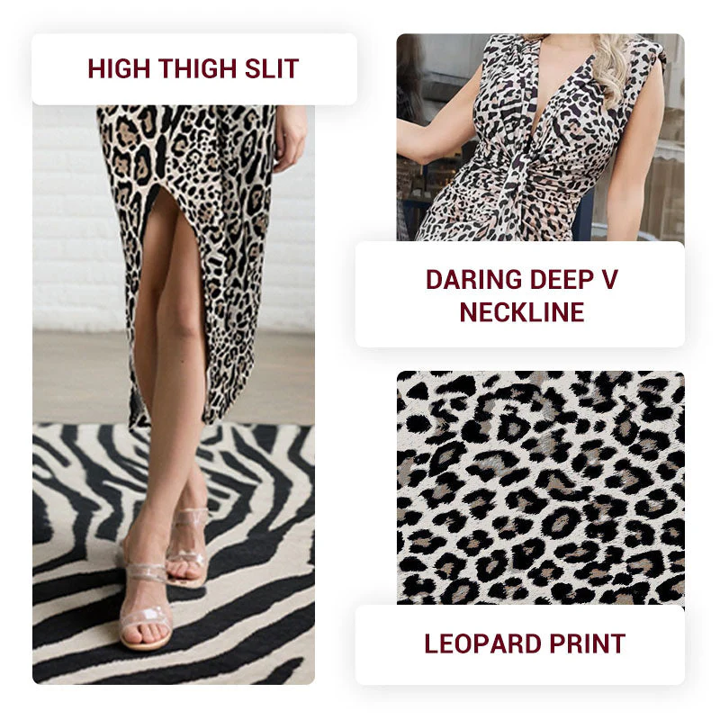 🌸Spring Specials🌸 Woman’s Sexy Deep V-Neck Leopard Dress