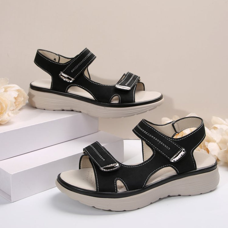 đ„Womenâs Wedge Sandals with Hook & Loop Straps