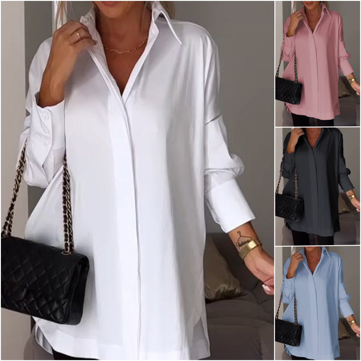 ✨Lapel Slit Shirt😇