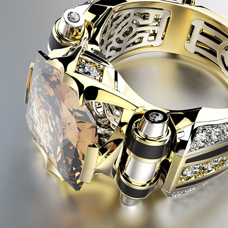 šHot Saleš„Heavy Duty Vintage Zirconia Wide Band Ring