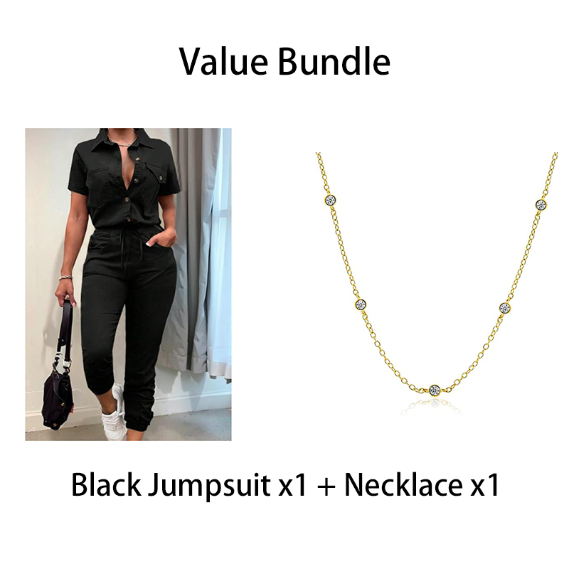 š„³ HOT SALEš„³š50K+ SOLD!Women's Short Sleeve Button-Front Jumpsuit