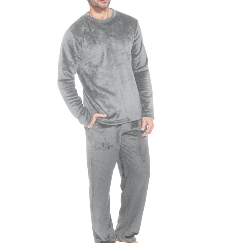 🌙 All-Night Warmth, Soft Velvet Feel | Men's Cozy Thermal Velvet Pajama Set🔥