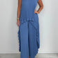 🔥Laney Pleated Short Sleeve Irregular Midi Top and Elastic Waist Wide Leg Pants Set