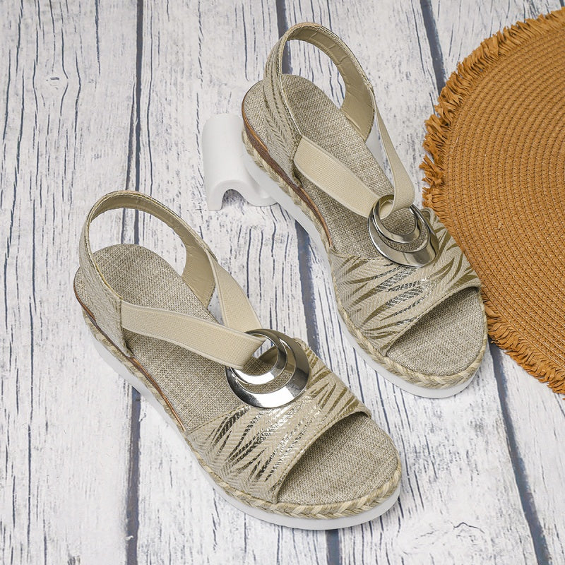 🔥50% OFF🔥Women's Fashion Open-toe Wedge Sandals with Elastic Strap