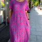 🔥50% OFF🔥Diamond Neck Pink Purple Floral Print Dress