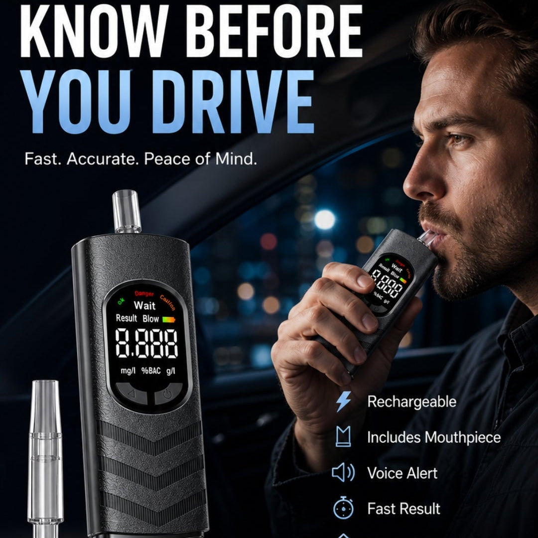 Digital Breathalyzer – Voice Alert & USB Rechargeable Design, No More Risky Driving