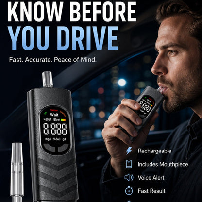 Digital Breathalyzer – Voice Alert & USB Rechargeable Design, No More Risky Driving