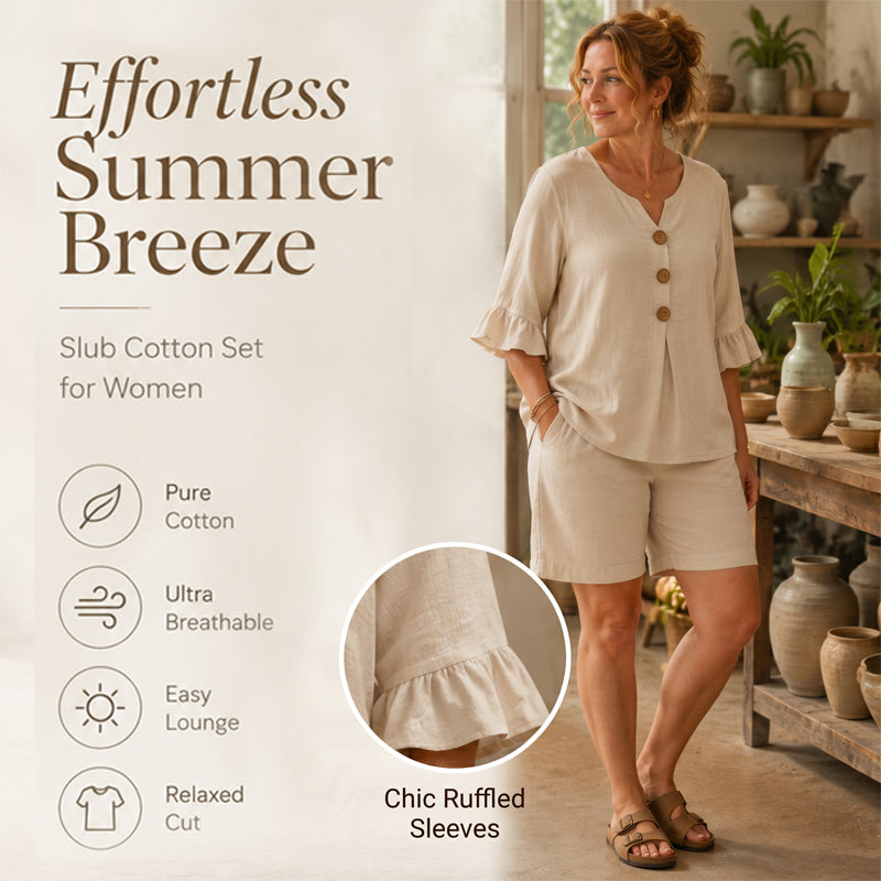 🔥Women's Casual Cotton Two-Piece Outfit