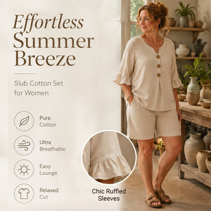 🔥Women's Casual Cotton Two-Piece Outfit