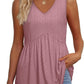 💜Women's Print Flowy Sleeveless V Neck Peplum Tank Tops