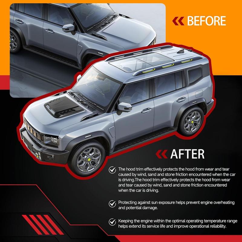 Universal Large Hood Air Vent Scoop - Car Engine Hood Vent for Full-Size & Mid-Size Pickup Trucks and SUVs (Automotive Exterior Decoration Accessory)