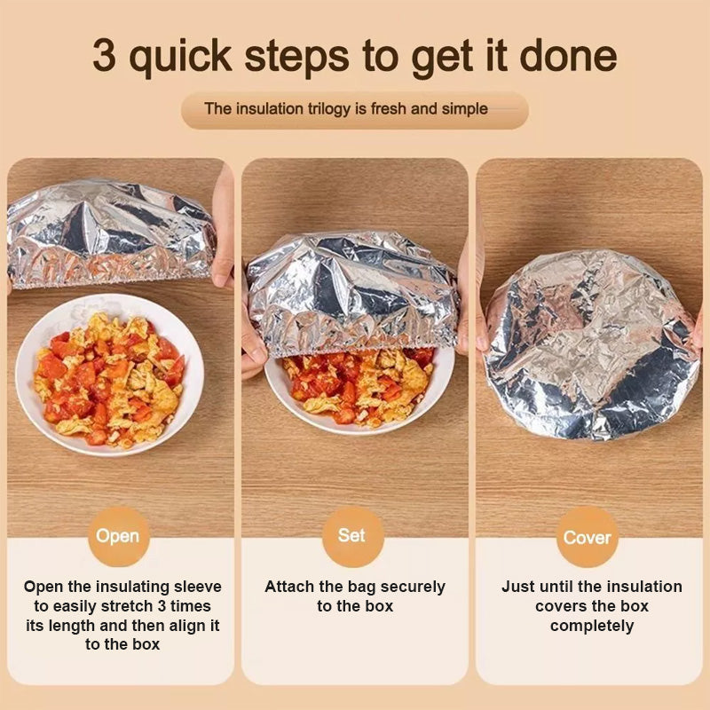 🥡🍲 Aluminum Foil Heat-Retaining Cover – Locks heat for hours, microwave safe. Reusable, eco-friendly. Keep every meal hot! ♻️✨