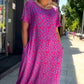 🔥50% OFF🔥Diamond Neck Pink Purple Floral Print Dress