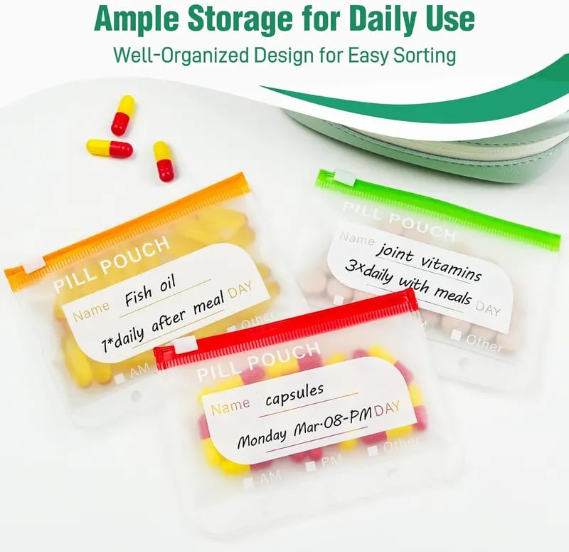 💊A8 Waterproof Pill Pouch Set – 7 to 14 Days of Meds & Vitamins💧Waterproof & Crush-Resistant Shell