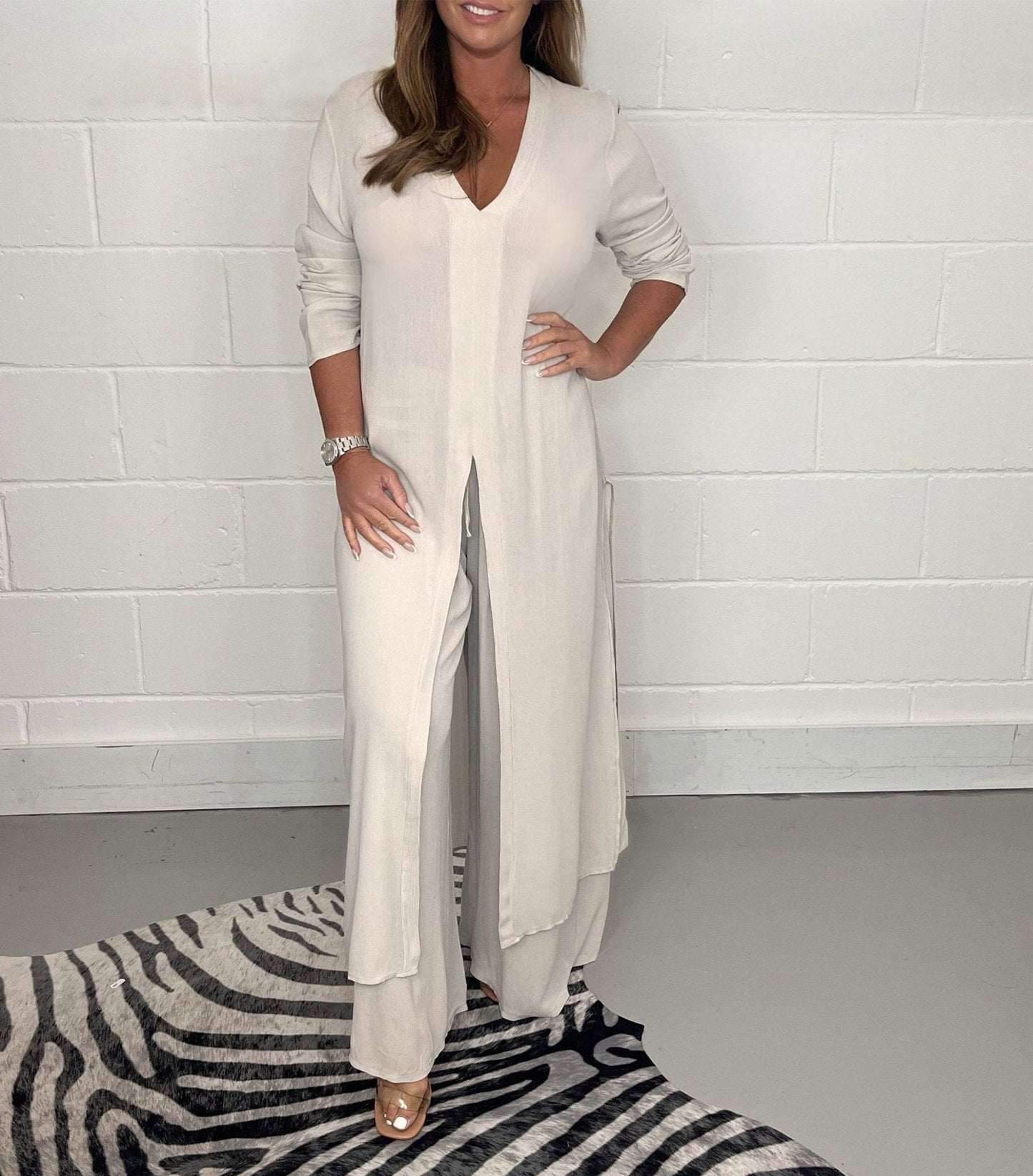 💃Spring Sale ⏳Two Piece Casual Long Top and Casual Trousers😍
