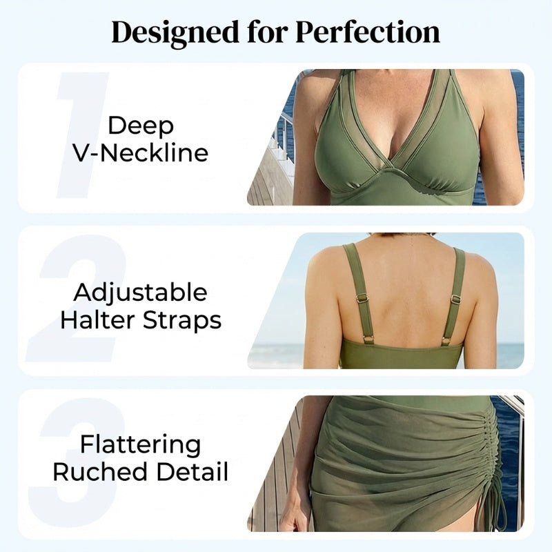 🏖️ High Waisted Bikini Set with Swim Skirt – Gentle tummy control, flattering skirt coverage. Feel confident & comfortable by the water. 🌊🌸