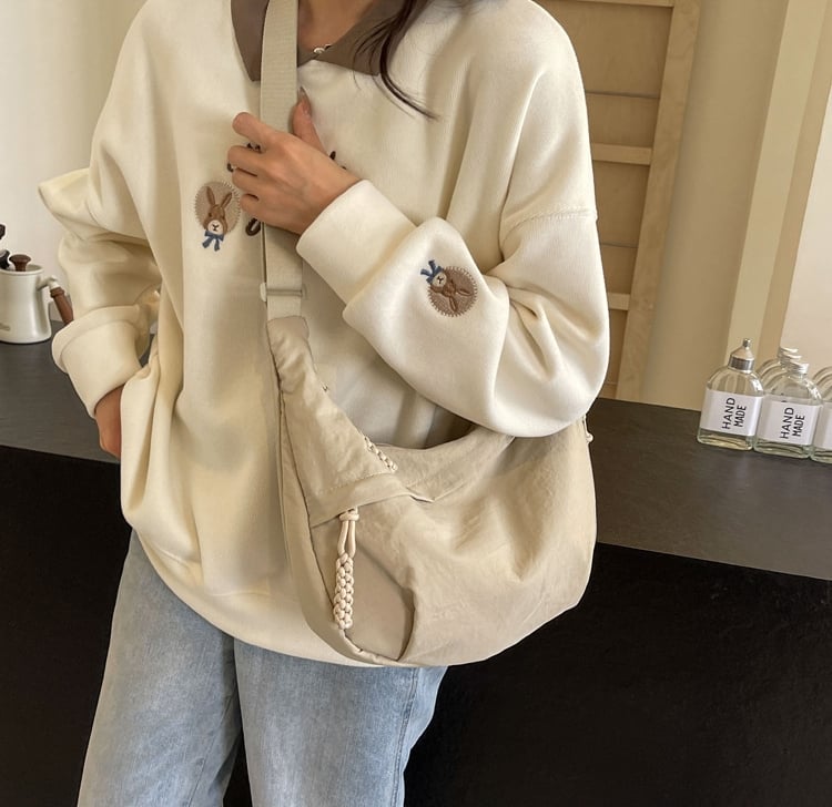 👜Women's Fashion Plain Color Nylon Crossbody Hobo Bag