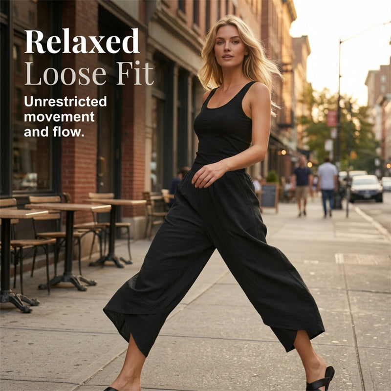 👖Vintage Asymmetrical Elastic Waist Pockets Pants – Unique Design, Comfortable Fit & Functional Style🌸