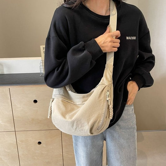 👜Women's Fashion Plain Color Nylon Crossbody Hobo Bag