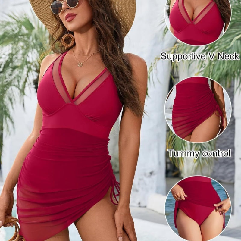 Women’s Sexy One-Piece Mesh Swim Dress