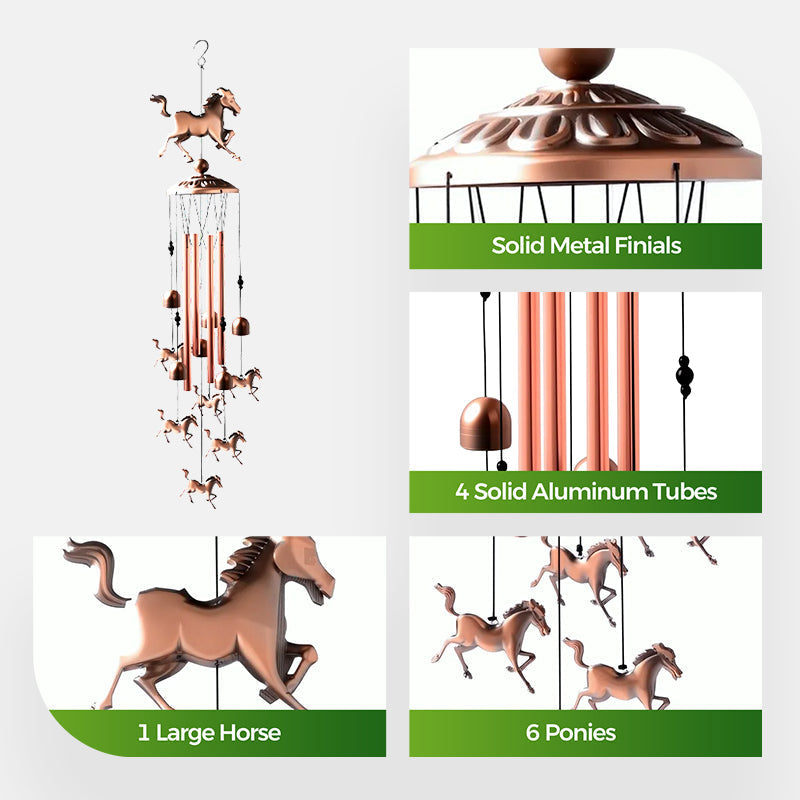 Pure Hand-made Copper Horse Wind Chimes