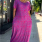 🔥50% OFF🔥Diamond Neck Pink Purple Floral Print Dress