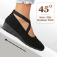 🌹Elegant Solid Color Elastic Strap Low Wedge Shoes