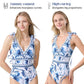 💥 V Neck Lace Up Printed One Piece Swimsuit and Skirt