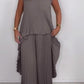 🔥Laney Pleated Short Sleeve Irregular Midi Top and Elastic Waist Wide Leg Pants Set
