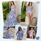 💥 V Neck Lace Up Printed One Piece Swimsuit and Skirt