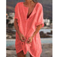 Women's Cotton and Linen Plain Loose Long Shirt