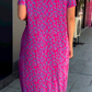 🔥50% OFF🔥Diamond Neck Pink Purple Floral Print Dress