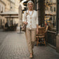 Women’s Casual V-Neck Top & High Waist Pants 2-Piece Set