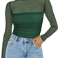 🎉Women's Sparkle Mesh Sheer Long Sleeve Ruched Top