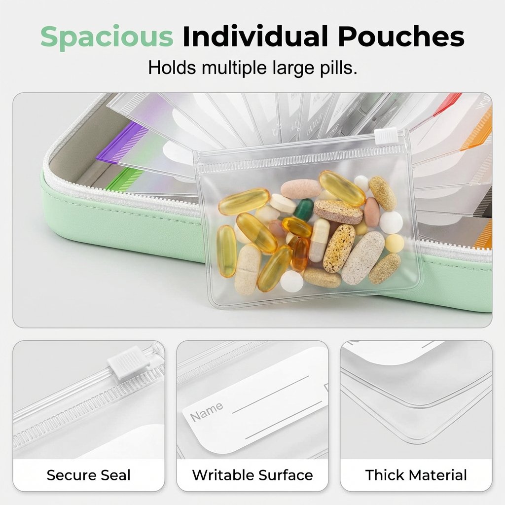 💊A8 Waterproof Pill Pouch Set – 7 to 14 Days of Meds & Vitamins💧Waterproof & Crush-Resistant Shell