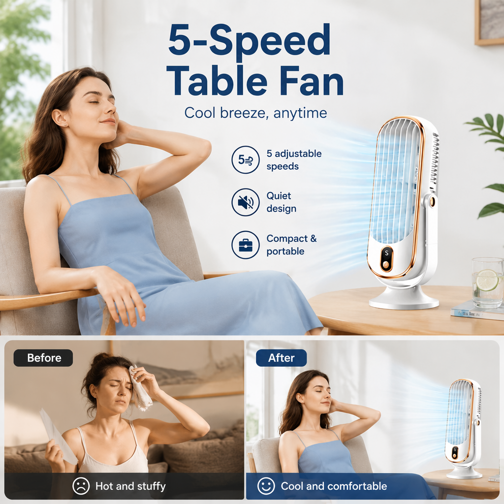 Portable Desktop Air Conditioner Fan with 5 Wind Speed