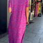 🔥50% OFF🔥Diamond Neck Pink Purple Floral Print Dress