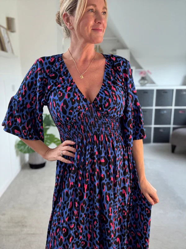 💃🐆Leopard Shirred Waist Dress