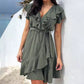 💖Women's Elegant Waist Tie V-Neck Ruffle Dress