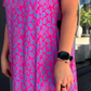 🔥50% OFF🔥Diamond Neck Pink Purple Floral Print Dress