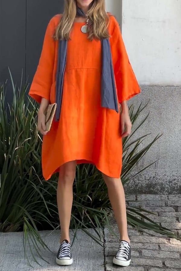 💝Casual Solid Color Cotton Linen Dress