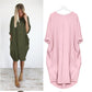 🎉Hot sale💝 Women Casual Loose Pocket Long Sleeves Dress
