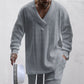 Men's 2-Piece V-Neck Baggy Sweatshirt & Joggers Set