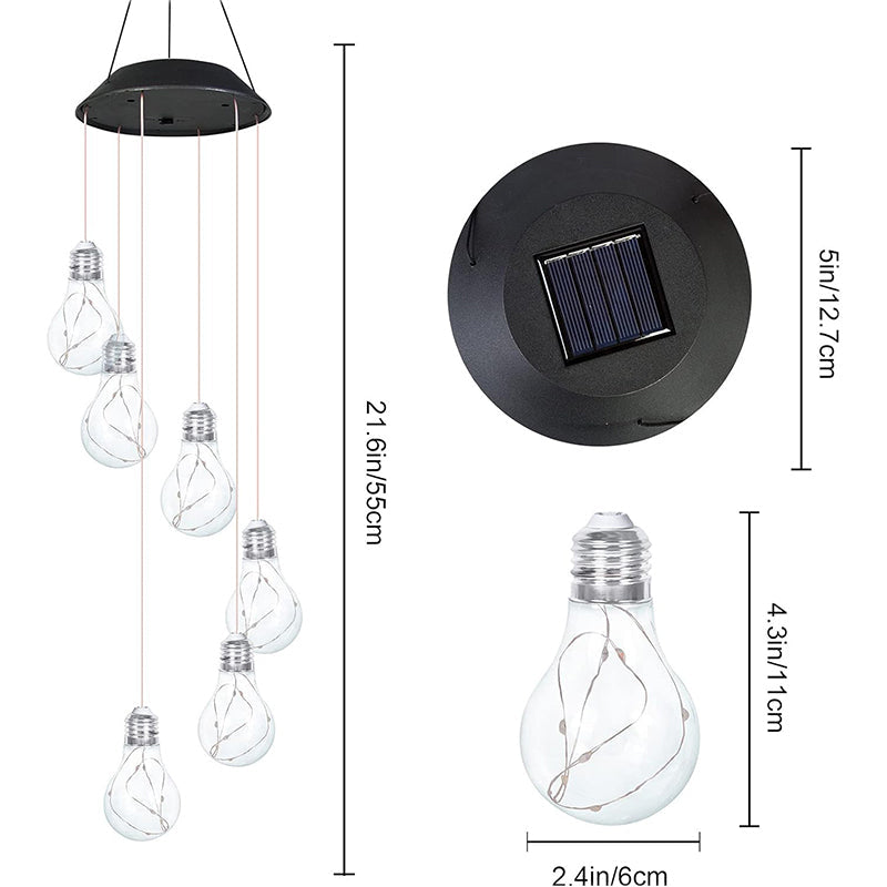 💡Outdoor Colorful LED Solar-Powered Light Bulb Wind Chimes🌠
