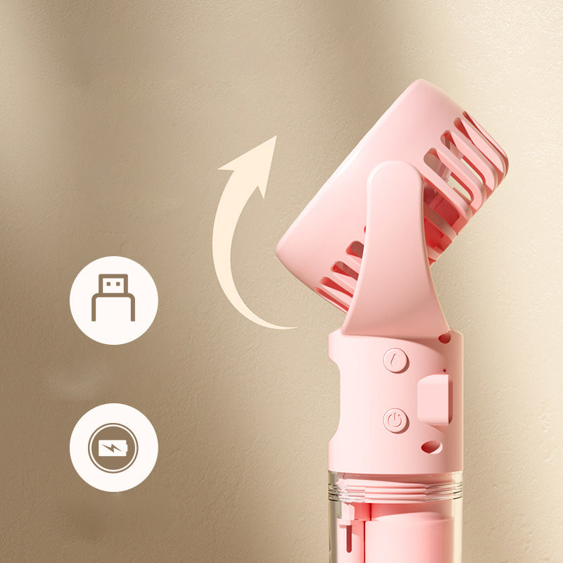 🌀✨ Portable Rechargeable Handheld Misting Fan – Nano-Mist, 4 Speeds, Type-C, Quiet