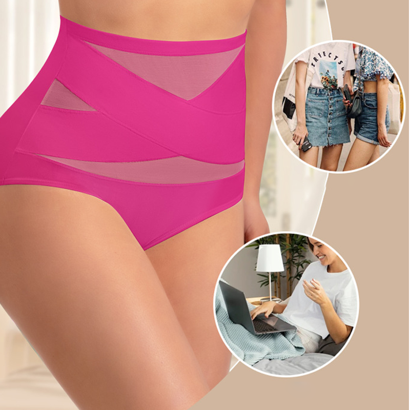 🌸Buy 1 Get 3 Packs✨Plus-Size High-Waist Cross Tummy Control Panties