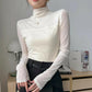 🎉Women's Sparkle Mesh Sheer Long Sleeve Ruched Top