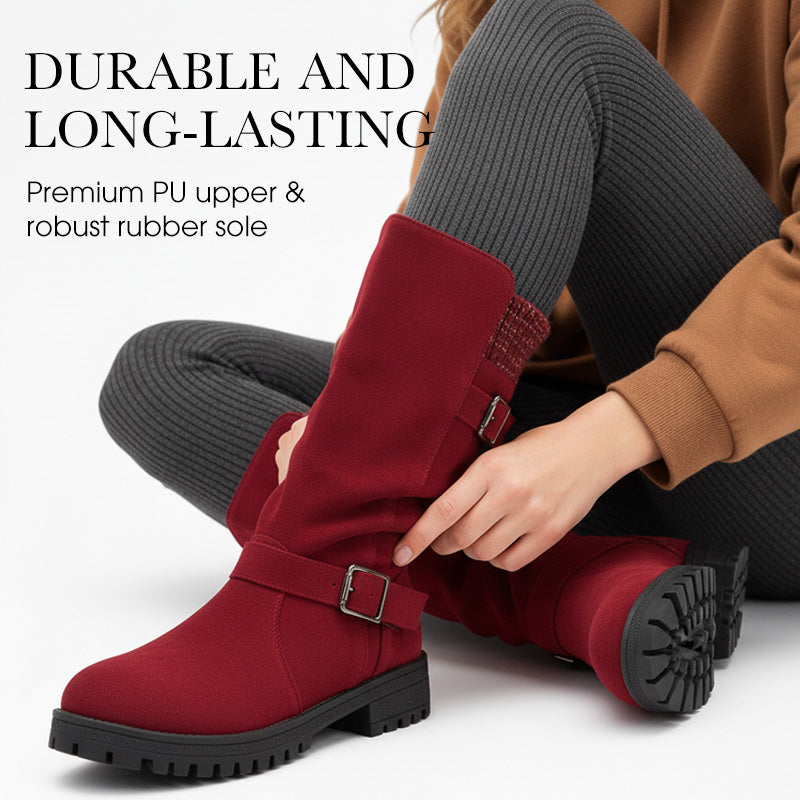 👢 Pull On & Go | Women's Slouchy Faux Suede Mid-Calf Boots