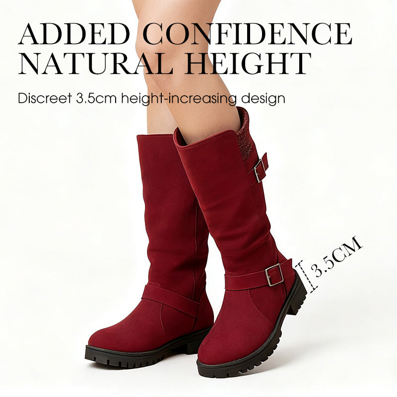 👢 Pull On & Go | Women's Slouchy Faux Suede Mid-Calf Boots